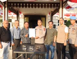 Warga Talang Gunung dan Talang Batu Sukarela Serahkan 6 Pucuk Senjata Api Rakitan ke Polres Mesuji