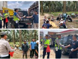 Sat Lantas Polres Mesuji Gelar Tasi Berkah, Bagikan Ratusan Nasi Kotak untuk Pengemudi, Petani dan Buruh